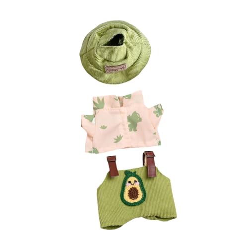 Colcolo Kleiderset für Mini-Puppen, Puppenkleidung mit Mütze, Bequeme Puppenhosen-Outfits, Puppenkostüm-Outfits für 15 cm große Puppen, Grüne Avocados Set von Colcolo