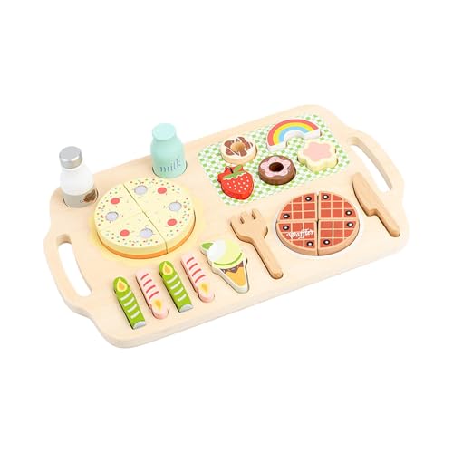 Colcolo Kleinkinder, die so tun, als würden sie kochen, Holzküchen-Sets für Kinder, realistisches pädagogisches Küchenzubehör, Lebensmittelspielzeug für Möbel von Colcolo