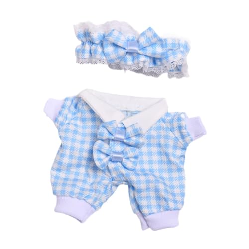 Colcolo Krabbelanzug-Set, 17cm Puppenkleidung Stilvolles bequemes Puppenzubehör, Foto-Requisiten Kariertes Pyjama-Set Puppenkleidung, Blau von Colcolo