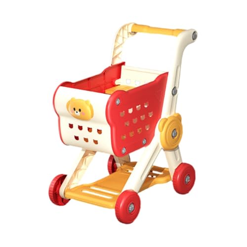 Colcolo Mini-Einkaufswagen-Spielzeug, Einkaufswagen-Spielzeug, Rollenspiel, leicht zu schiebendes Trolley-Spielset, Supermarkt-Handkarren-Spielzeug für Babys, Rot von Colcolo