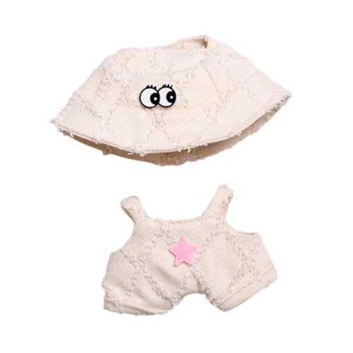 Colcolo Mini-Puppenkleidung, Kleidungsset mit Hut, Zubehör, Miniatur-Kostüm, Anzug, Hosen-Set für 15 cm große Puppen, Anhänger-Puppe, Beige von Colcolo