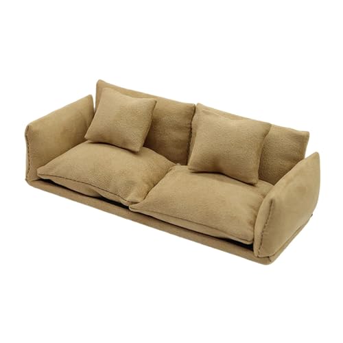 Colcolo Miniatur-Sofa, Puppenhaus-Couch, Maßstab 1:12, Mini-Möbel mit Kissen, Lebensszene, Ornament, künstliches Rollenspiel-Puppensofa, Khaki Colcolo Miniatur-Sofa, Puppenhaus-Couch, Maßstab 1:12, Mini-Möbel mit Kissen, Lebensszene, Ornament, künstliches Rollenspiel-Puppensofa, Khaki von Colcolo