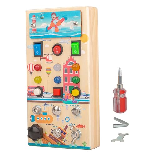 Colcolo Montessori Busy Board mit LED, Schraubendreher Spiel Busy Board, Sensory Board LED Lichter Spielzeug für Reise Kinder Kinder Geschenke, von Colcolo