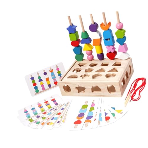 Colcolo Montessori Spielzeug Perlen Sequenzierung Set Schnürung Perlen Frühe Pädagogische Stapeln Blöcke Passenden Form Stacker für Kinder Baby von Colcolo