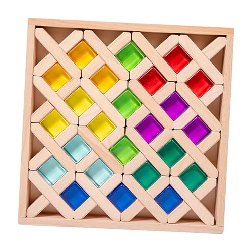 Colcolo Montessori-Spielzeug mit Regenbogen-Bauwürfeln und Aufbewahrungsbox aus Holz, Stapelspielzeug, Bausteine für Mädchen und Jungen, Geschenk für Kinder von Colcolo