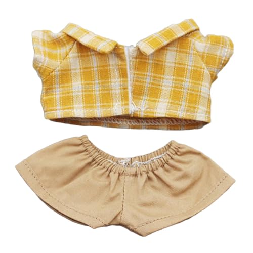 Colcolo Niedlicher Puppenkleidungsanzug, DIY Puppenspielzeug Puppenzubehör, Kleidung Bequemes Puppenoutfit Puppenkleidungsset für Kinder, Gelb und Khaki von Colcolo