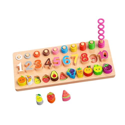 Colcolo Nummer Rätsel Sortierzählung Holz Puzzle Spielzeug Fine Motor Skill Lernspielzeug Set Vorschulerziehung für Kleinkinder, Style A von Colcolo