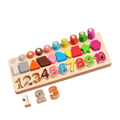 Colcolo Nummer Rätsel Sortierzählung Holz Puzzle Spielzeug Fine Motor Skill Lernspielzeug Set Vorschulerziehung für Kleinkinder, Style B von Colcolo