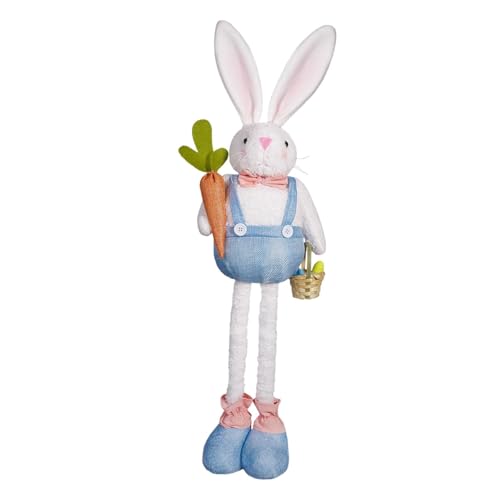 Colcolo Osterhase Plushie Puppe gefülltes Spielzeug niedliche Weihnachtsdekoration Weiches einziehbares Bein Home Ornament für Wohnzimmer von Colcolo