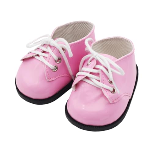 Colcolo PU-Lederschuhe für Stoffpuppen, Schnürschuhe, pädagogische Foto-Requisiten, Flexibilität, Freizeitschuhe, flache Schuhe für 14,96-Zoll-Puppen, ROSA von Colcolo