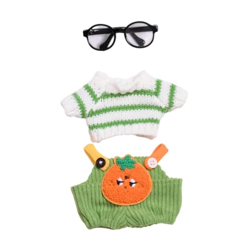 Colcolo Plüschfigur Pullover und Overall Jumpsuit Outfit Mode für kleine Mädchen DIY Kleidung Plüschpuppenkleidung für 5,91 Zoll, Brille mit Schwarzem Rahmen von Colcolo