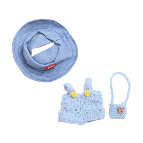 Colcolo Plüschpuppenkleidung, Puppenkleidung, bequemer süßer Anzug, DIY-Kostüme, Zubehör, Puppenoutfit für 6,69-Zoll-Puppen, Kindergeschenke, Blaue Kleiderhuttasche von Colcolo