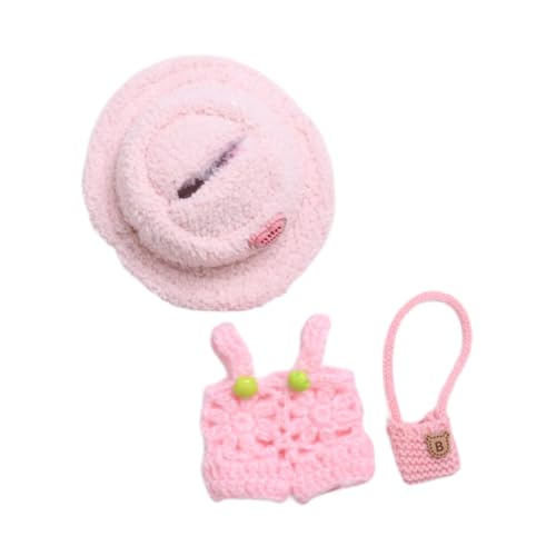 Colcolo Plüschpuppenkleidung, Puppenkleidung, bequemer süßer Anzug, DIY-Kostüme, Zubehör, Puppenoutfit für 6,69-Zoll-Puppen, Kindergeschenke, Rosa Kleiderhuttasche von Colcolo