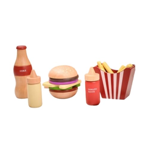 Colcolo Pretend Play Lebensmittel Spielzeug Lernspielzeug Montessori Rollenspiel DIY Modell Pretend Hamburger Set Holz Lebensmittel Spielzeug für Jungen von Colcolo