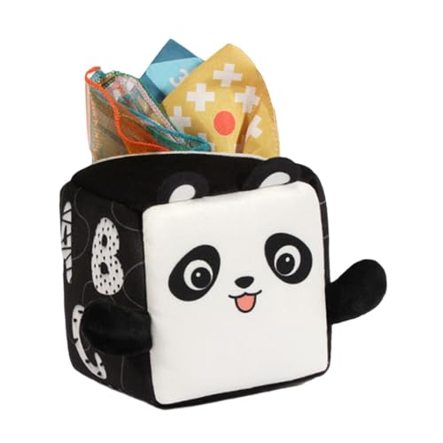 Colcolo Pull Along Tissue Box Sensorisches Spielzeug, Busy Pull Tissues Square Tissue Box Babyspielzeug Montessori-Spielzeug für Neugeborene Kleinkinder im, Schwarz von Colcolo