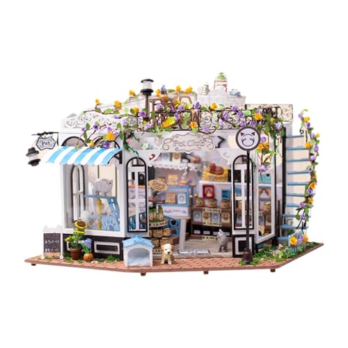 Colcolo Puppenhaus Miniatur Bausätze, Handgefertigt, Haustierclub mit Möbeln mit LED, Bausätze, Kleines Haus für Kinder, Erwachsene von Colcolo