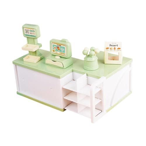 Colcolo Puppenhaus Miniatur Supermarkt Registrierkasse 1:12 Kreative Puppenhausmöbel Rollenspielspielzeug für Kindergeburtstagsgeschenke, GrÜn von Colcolo