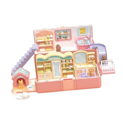 Colcolo Puppenhaus-Spielzeug-Spielset, Reise-Puppenhaus, zusammenklappbares und mobiles Spielhaus mit Einer Puppe und Zubehör, Rollenspiel für Kinder im Alter von Colcolo