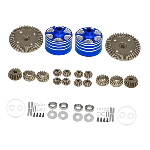 Colcolo RC Auto Differentialgetriebe Set Differentialgehäuse Zubehör Ersatz Antriebsrad Ritzel für 1:10 RC Auto LKW DIY Teile, mit Blauer Schale von Colcolo