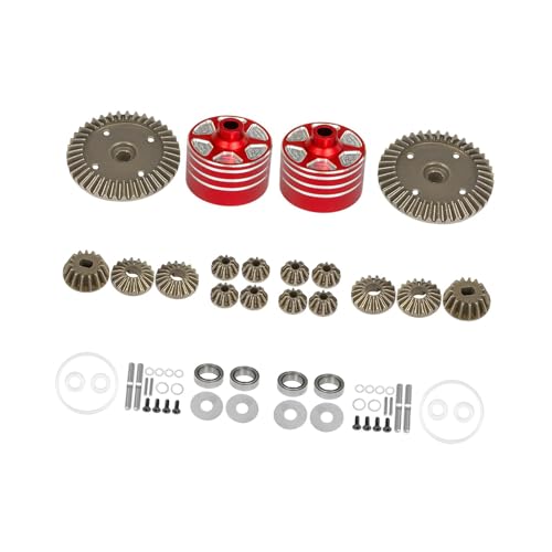 Colcolo RC Auto Differentialgetriebe Set Differentialgehäuse Zubehör Ersatz Antriebsrad Ritzel für 1:10 RC Auto LKW DIY Teile, mit Roter Schale von Colcolo