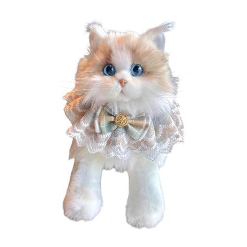 Colcolo Realistische Ragdoll -Katze Stoffed Animal Cat Doll Weiches Simulationskätzchen Stofftierkatze Katze Plüschspielzeug für Kinder Kinder, Katze Khaki Schal von Colcolo