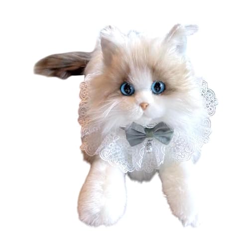 Colcolo Realistische Ragdoll -Katze Stoffed Animal Cat Doll Weiches Simulationskätzchen Stofftierkatze Katze Plüschspielzeug für Kinder Kinder, Katzenblauer Schal von Colcolo