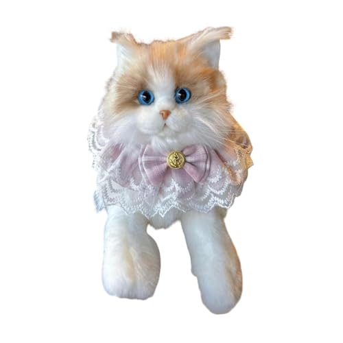 Colcolo Realistische Ragdoll -Katze Stoffed Animal Cat Doll Weiches Simulationskätzchen Stofftierkatze Katze Plüschspielzeug für Kinder Kinder, Katzenrosa Schal von Colcolo