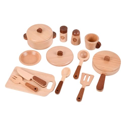 Colcolo Rollenspiel-Spielzeug, Holzspiel-Kochset, Geschenk, pädagogisches Spaß-Küchenspielset, Kochspielset für Jungen, Kinder im Alter von 3 4 5 von Colcolo