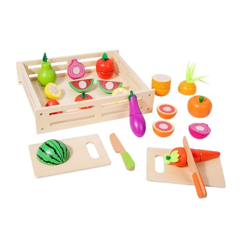 Colcolo Schneiden Spielen Pretend Food Pretend Obst Gemüse Zubehör Küche Pretend Food Set für farblich passende Kinder Junge Mädchen von Colcolo