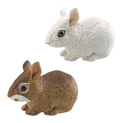 Colcolo Simulation Tiermodelle Lernspielzeug Statue Dekor Sammlung Kaninchen Figur Mini Tiermodell für Geschenke Kinder Jungen Mädchen, 2 StÜck von Colcolo