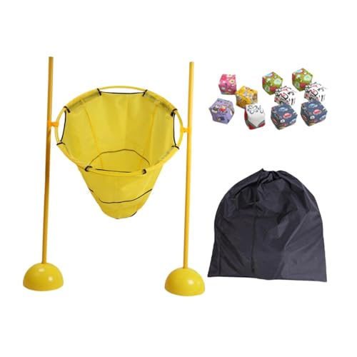 Colcolo Sitzsack-Wurfspiel, Ballspiele mit 10 Sandsäcken, stabiles Sportspiel, Geschenke, Basketballkorb, Sandsack-Wurfspiel, Alter 3+ Jahre, Gelb von Colcolo