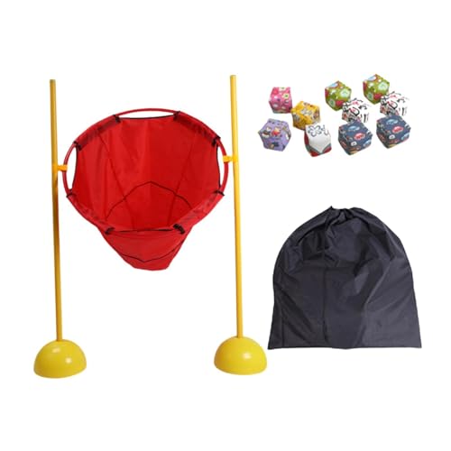 Colcolo Sitzsack-Wurfspiel, Ballspiele mit 10 Sandsäcken, stabiles Sportspiel, Geschenke, Basketballkorb, Sandsack-Wurfspiel, Alter 3+ Jahre, Rot von Colcolo