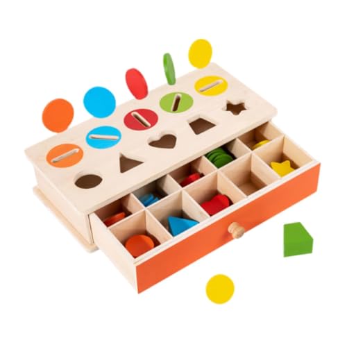 Colcolo Sortierbox aus Holz für Farben und Formen, geometrische Zuordnungsblöcke, sensorisches Spielzeug für Jungen und Mädchen von Colcolo