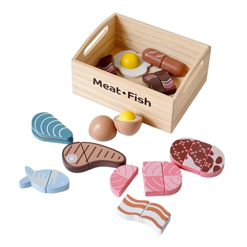 Colcolo Spiel-Lebensmittelset aus Holz, Essensspiel für Kinder, Fantasie, Sortieren, Küchenspielzeug zum Spielen, Küchenspielset für Jungen und Mädchen von Colcolo