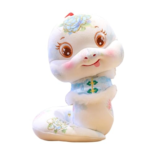 Colcolo Stofftier Schlange Plüschpuppe Plüschtier Schlangenpuppe Weiches Dekor Tier Stoffschlange Figur für chinesische Neujahrspartys, Blauer Umhang, 10 Inch von Colcolo