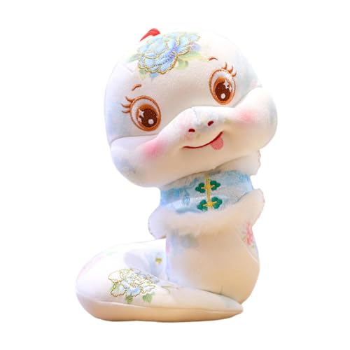 Colcolo Stofftier Schlange Plüschpuppe Plüschtier Schlangenpuppe Weiches Dekor Tier Stoffschlange Figur für chinesische Neujahrspartys, Blauer Umhang, 8 Inch von Colcolo