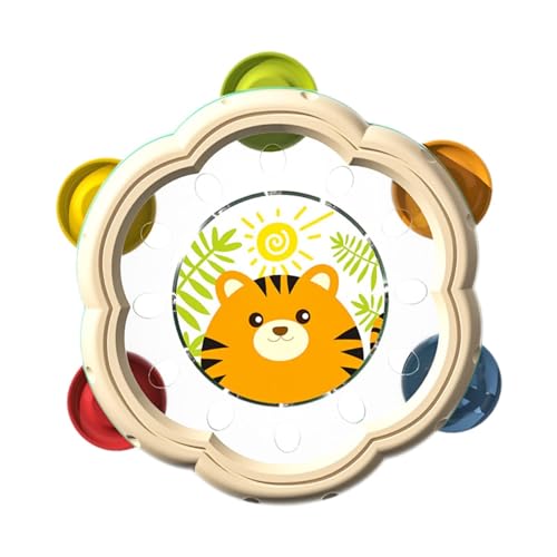 Colcolo Tamburin-Trommel für Kinder, handgehaltenes Tamburin, Montessori-Musikinstrument, Schlaginstrument, Glockenschütteln für Kleinkinder, GrÜn von Colcolo