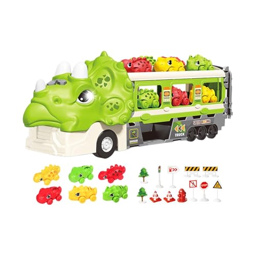 Colcolo Träger-LKW-Spielzeug Dinosaurier-Startfahrzeug-Spielset Fantasie-Rennstrecke-Spielset Kleinkinder LKW-Spielzeug, GrÜn von Colcolo