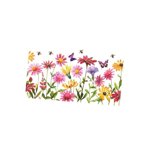 Colcolo Wandaufkleber mit farbenfrohen Blumen, Fensteraufkleber, 30 x 60 cm, zum Abziehen und Aufkleben für Möbel, Fliesen, Spiegel, Fensterzubehör von Colcolo