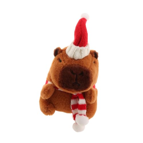 Colcolo Weihnachts-Capybara-Plüsch-Schlüsselanhänger, Capybara-Kuscheltiere, Cartoon, weiches Kinder, Jungen, Mädchen, Keine Ringe Weißer Schal von Colcolo