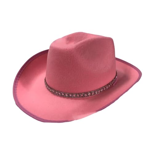 Colcolo Western Cowboy Hut Cowgirl Treps Plays Geschenk Erwachsene Dekor Weitkremp Elegante Kostümhut Cowgirl Hut für Kostümer Cosplay, B Type Pink von Colcolo