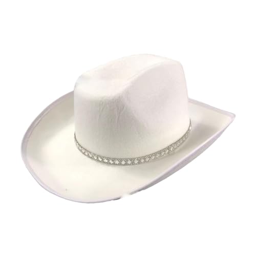 Colcolo Western Cowboy Hut Cowgirl Treps Plays Geschenk Erwachsene Dekor Weitkremp Elegante Kostümhut Cowgirl Hut für Kostümer Cosplay, B Type White von Colcolo