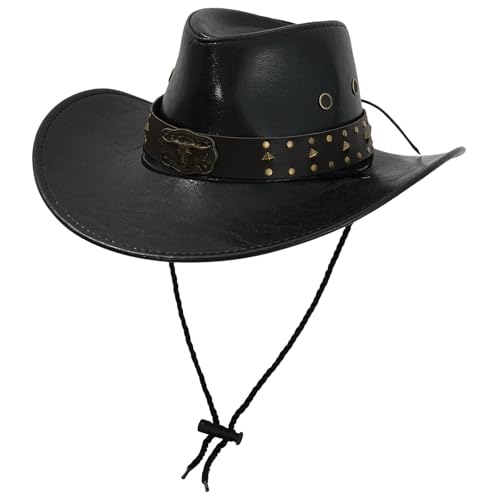 Colcolo Western Cowboyhut Frauen Sonnenhut für Cosplay -Kostümprops angeln themene Party, Schwarz von Colcolo