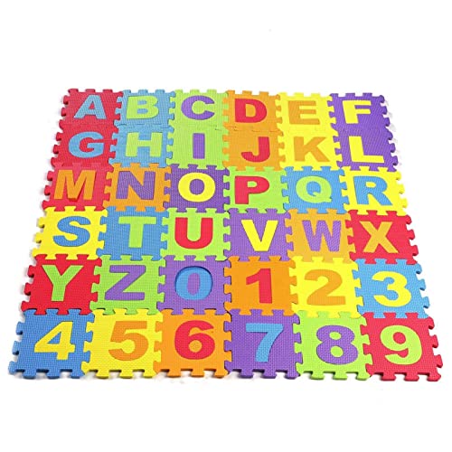 ColdShine 36 Stück Puzzlematte Kinderspielteppich 15X15cm Spielmatte Schaumstoffmatte Kinderteppich Rutschfestem EVR Puzzle Zahlen für Kinder von ColdShine