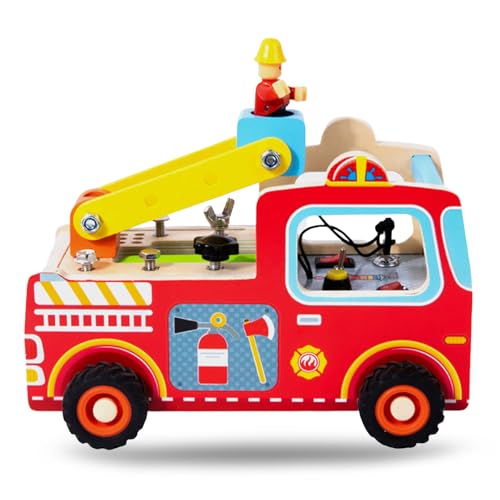 Colexy Montessori Schraubendreherbrett, Feuerwehrauto mit Licht und Sound, Activity Board Holzspielzeug, Aktivitätsbrett aus Holz, Motorikspielzeug Lernspielzeug Colexy Montessori Schraubendreherbrett, Feuerwehrauto mit Licht und Sound, Activity Board Holzspielzeug, Aktivitätsbrett aus Holz, Motorikspielzeug Lernspielzeug von Colexy