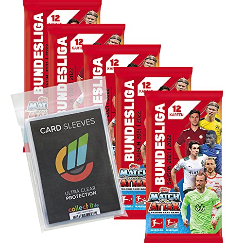 Collect-it 2021/22 Topps Match Attax - Bundle mit 5 Boostern + 40 Hüllen Sleeves von Collect-it