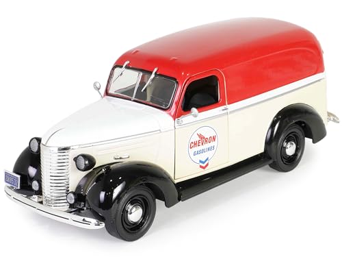 Collectibles Greenlight 85081 Chevy Panel Truck Benzin rot und beige mit weißer Haube und Streifen läuft auf leer Serie 7 1/24 Druckguss-Modellauto von Collectibles