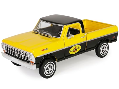 Collectibles Greenlight 85082 1969 F-100 Pickup Truck Gelb und Schwarz läuft auf Leer Serie 7 1/24 Druckguss Modellauto von Collectibles