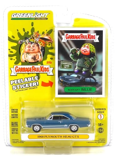 Greenlight 54090-A Garbage Pail Kids Series 5 – schwimmfähiger Billie – 1968 Plymouth GTX 1:64 Druckguss mit Sammler-Aufkleberkarte von Collectibles