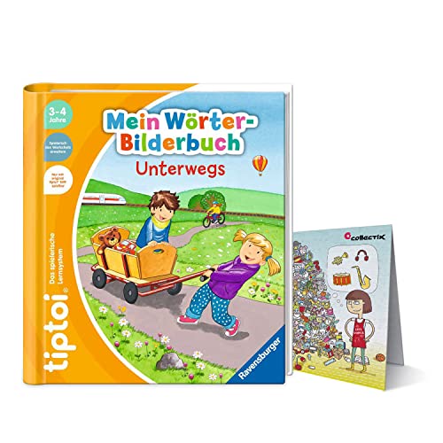 Ravensburger tiptoi® Einsteiger Buch ab 3 Jahre | Mein Wörter-Bilderbuch: Unterwegs + Kinder Wimmel Such-Bild Poster von Collectix